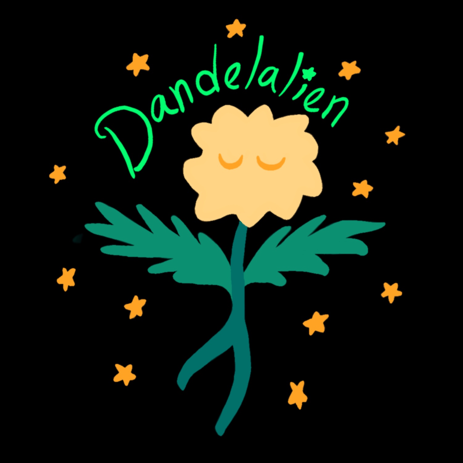 dandelalien floating in space with stars